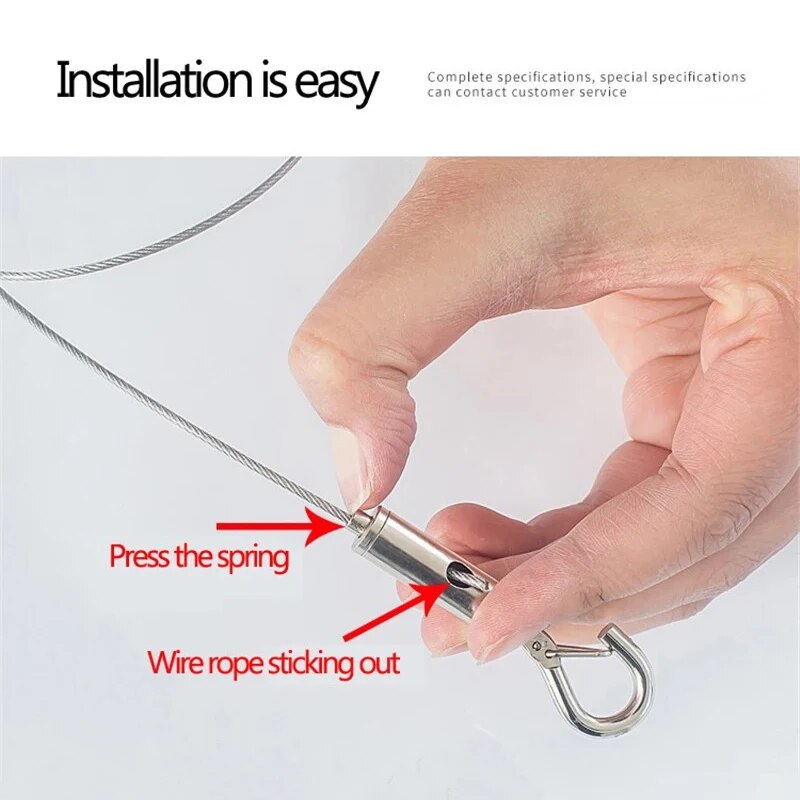 1.5mm Stainless Steel Wire Rope Sling Spring Hook Antifall Safety Lanyard Strong Load-Bearing Adjustable Clothesline 10 S036cc6891c624ee0b801b853f6ca19972