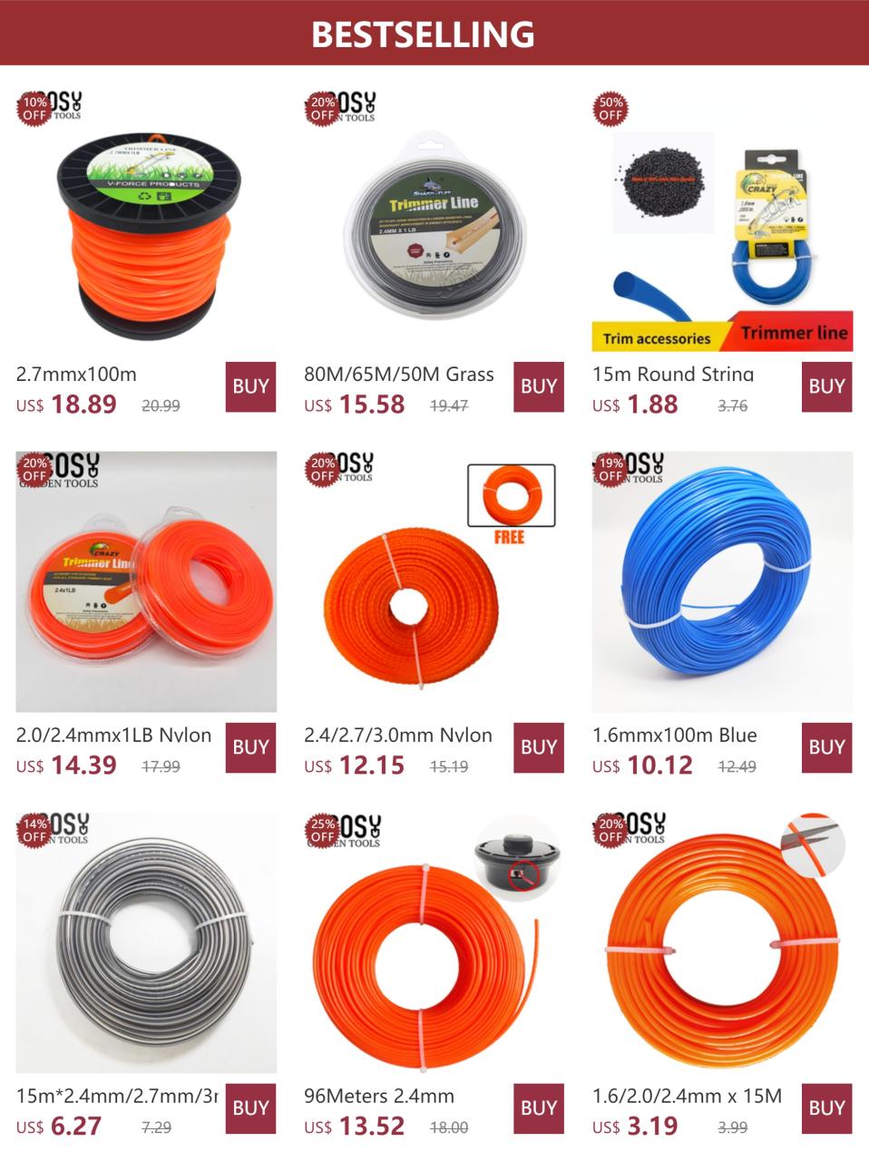15m*2.0mm/2.4mm/2.7mm/3mm/3.3mm/4.0mmMowing Nylon Grass Trimmer Rope Brush Cutter Strimmer Line Mowing Wire Lawn Mower Accessory 9 S3b0308a7571f4469932afc5de0e54be6q