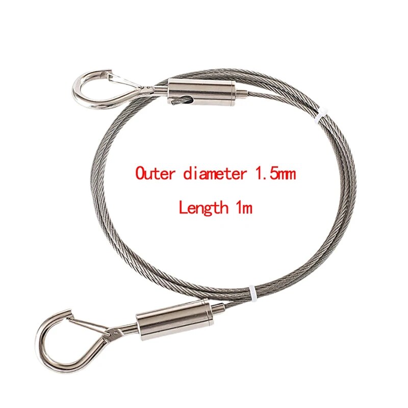 1.5mm Stainless Steel Wire Rope Sling Spring Hook Antifall Safety Lanyard Strong Load-Bearing Adjustable Clothesline 9 Sd2fa4f1d4e3045d6a2d2a3a116c5ef78C